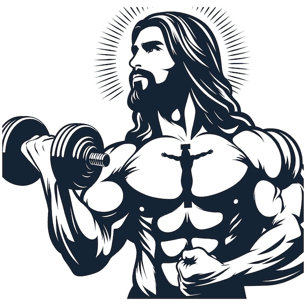 Gym Jesus vector Funny Christian Weightlifting Fitness vector