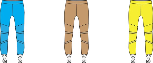 Gym leggings for fashion Flat Sketch Technical Drawing Vector Illustration Template