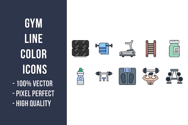 Gym Line Color Icons