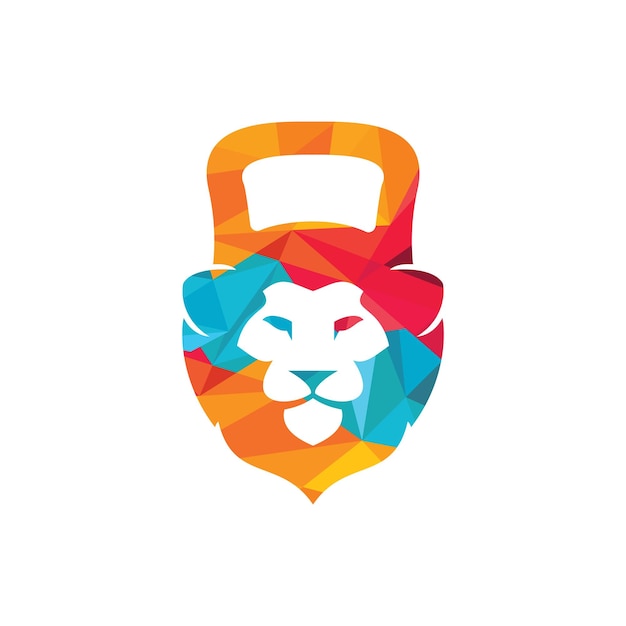 Vettore progettazione del modello del logo del leone della palestra