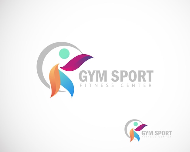 Gym logo creative center people abstract color gradient sport athletic business yoga