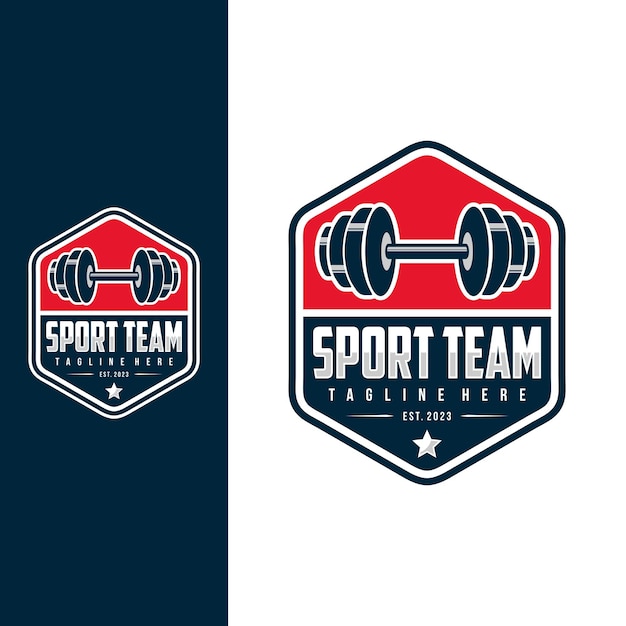 Эмблемы логотипа спортзала, этикетки и элементы дизайна