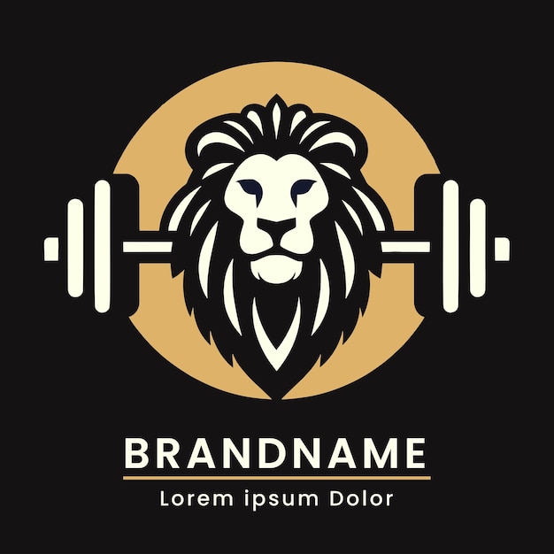 gym logo lion and barbell for gym branding emblem modern