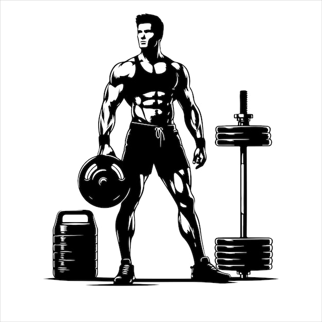 Gym logo vector silhouette vector in black color