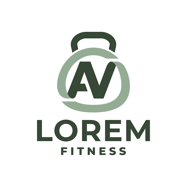 Gym logo with letter A V for fitness center logo or any business related to gym fitness and sport