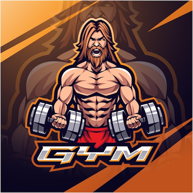 Gym man esport mascot logo design