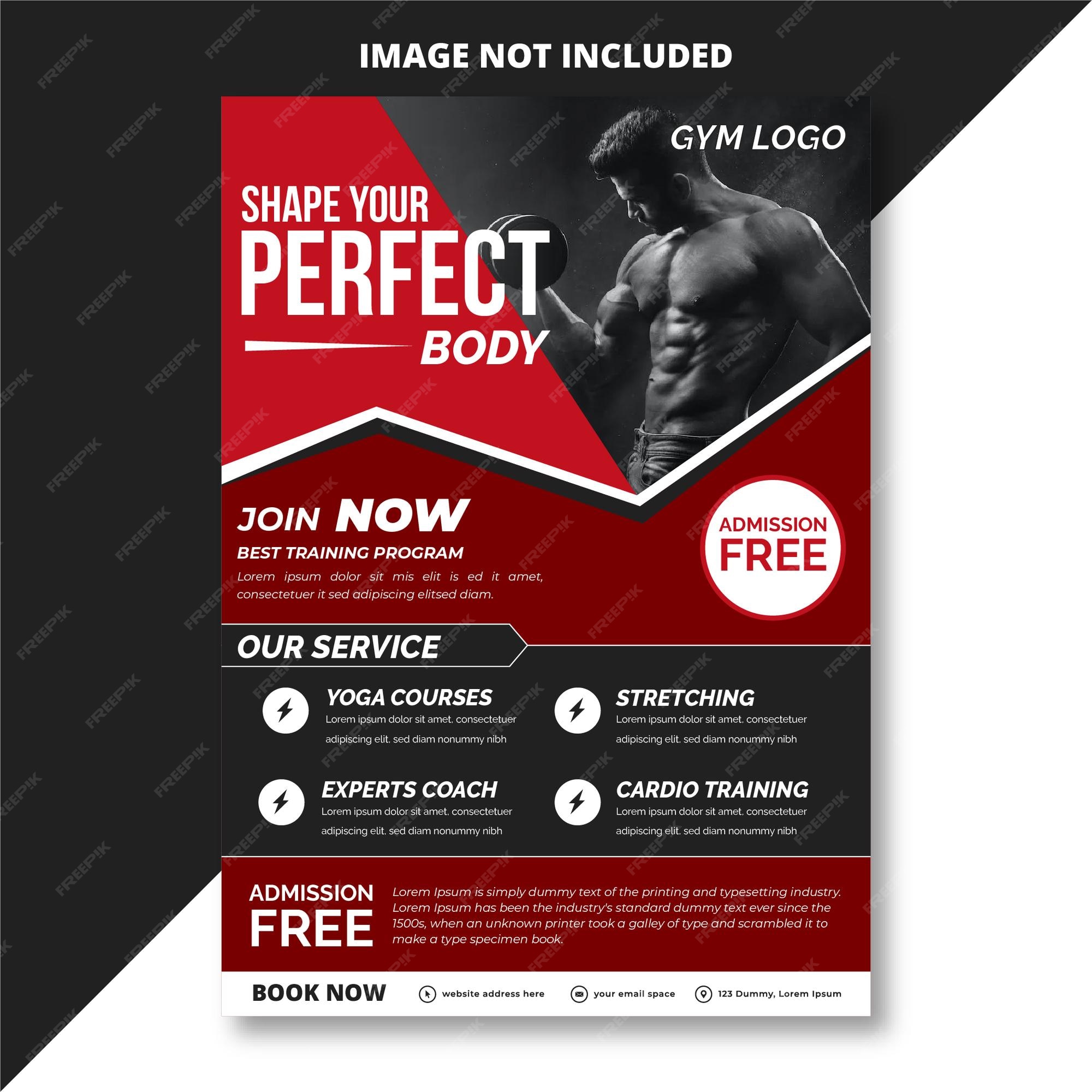 Premium Vector | Gym pamphlet design
