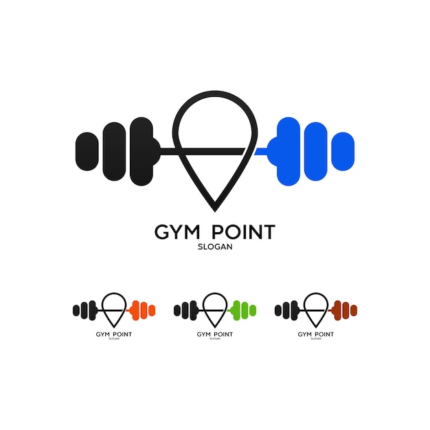 gym point logo dumbbells set logo ontwerp