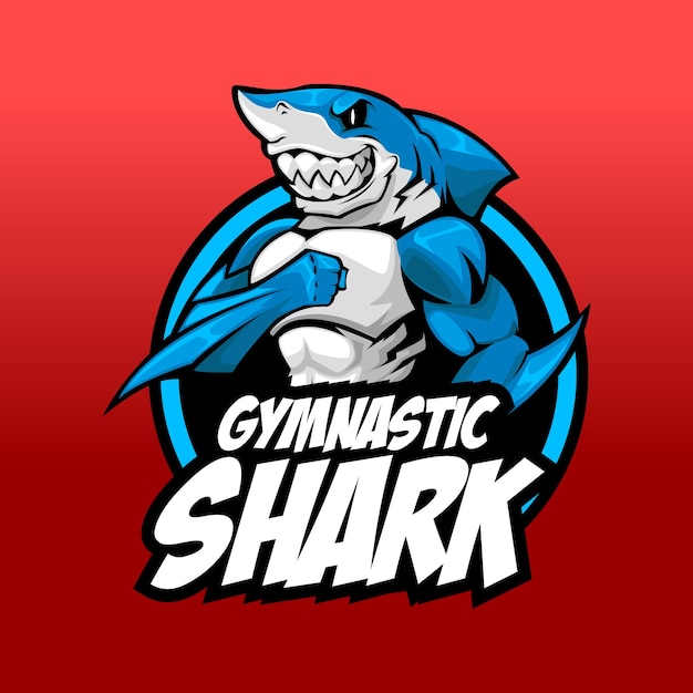 Gym shark mascotte logo vector illustratie