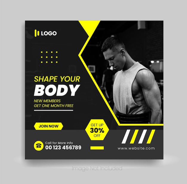 Gym Social Media Banner Post Template