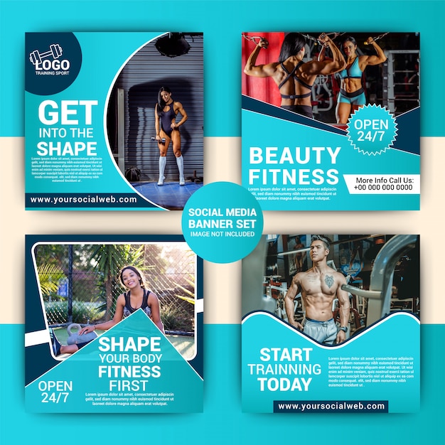 Gym social media marketing set