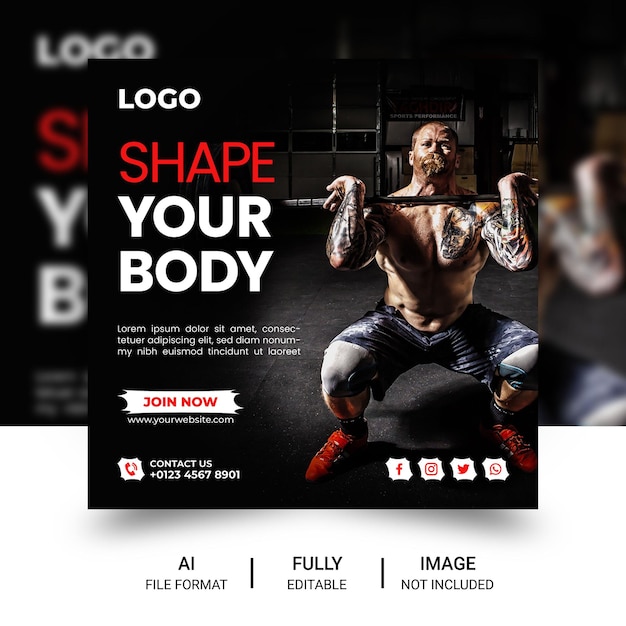 Vector gym social media post design