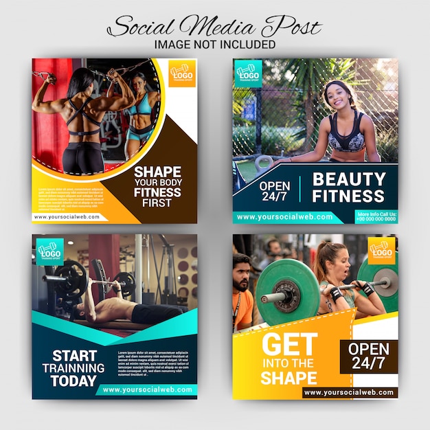 Gym social media post template design