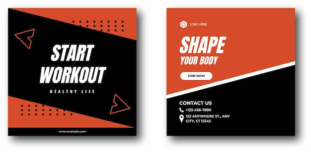 Gym social media post template design