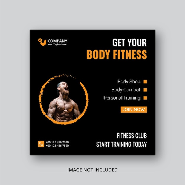 Gym social media post template eps