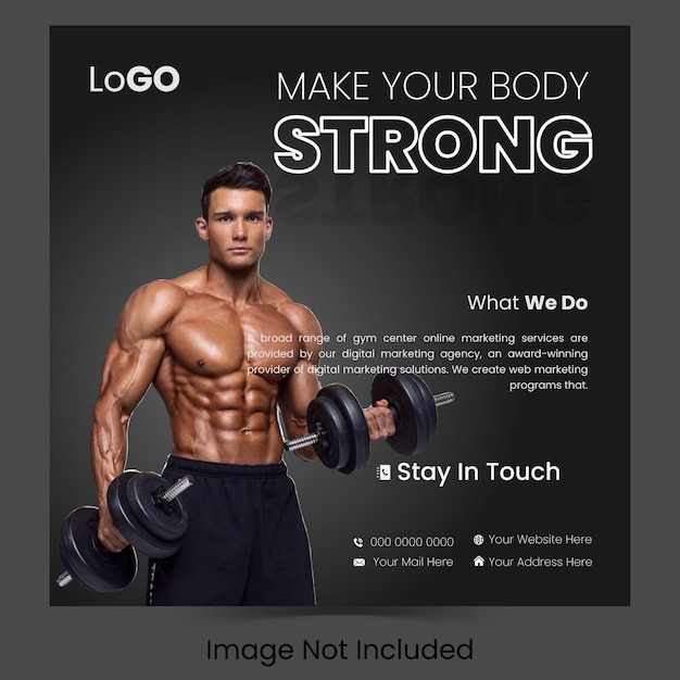 gym social media poster design template