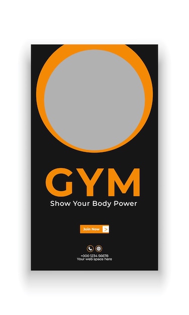 Vector gym social media story fitness banner template