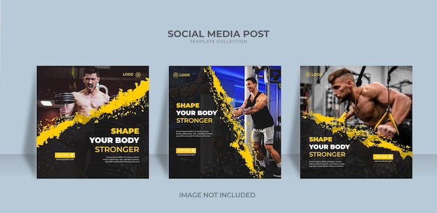 Gym sport social media banner template collection Premium Vector