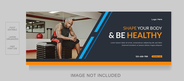 Vector gym sports and fitness workout facebook  cover or web banner template