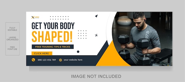 Gym sports and fitness workout facebook timeline cover or web banner template