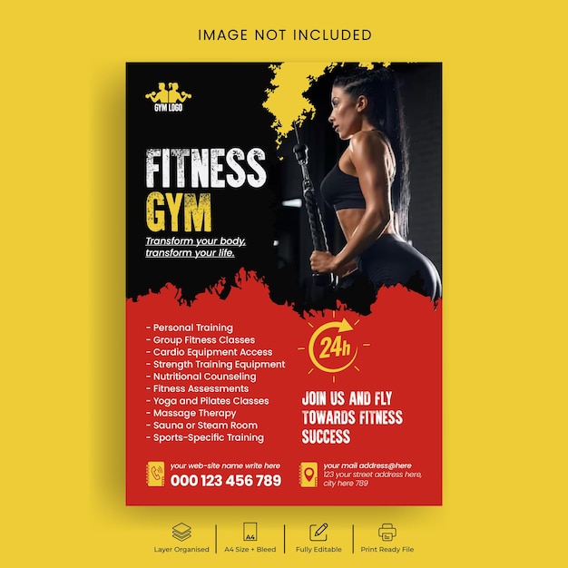 Vector gym and sports trainer vector flyer or poster template design