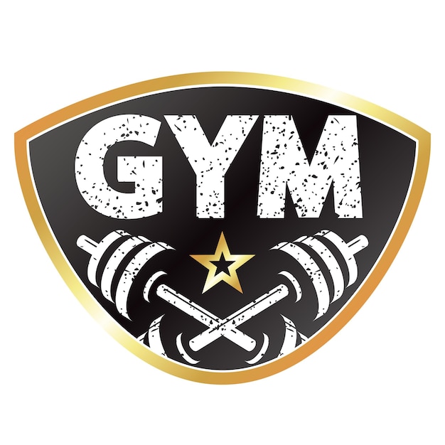 Gym symbol and dumbbells