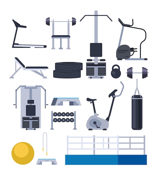 Вектор Изолированный набор оборудования тренажерного зала