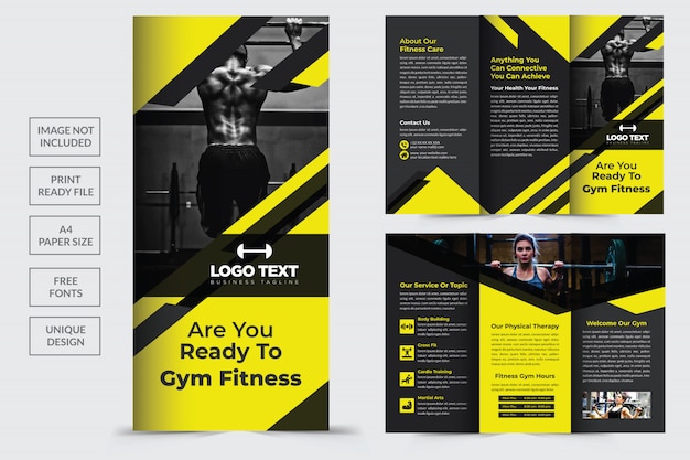 gym tri-fold brochure template