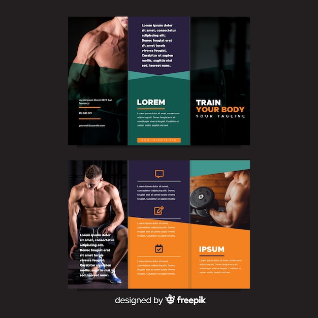 Vector gym trifold brochure