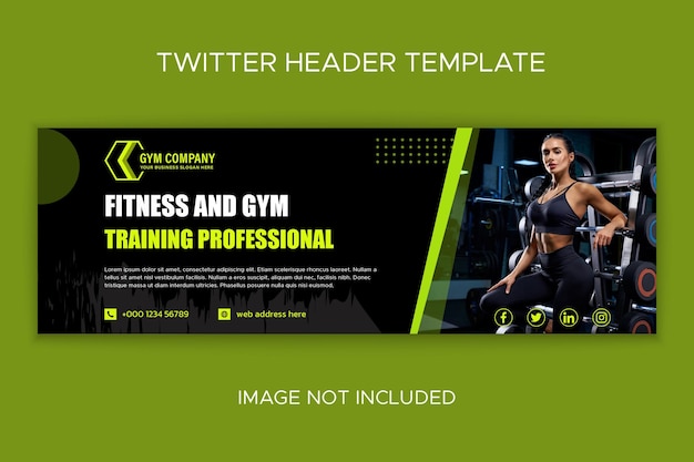 Gym Twitter header template with photo
