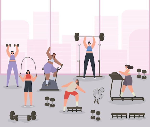 Vector gym vrouwelijke groep