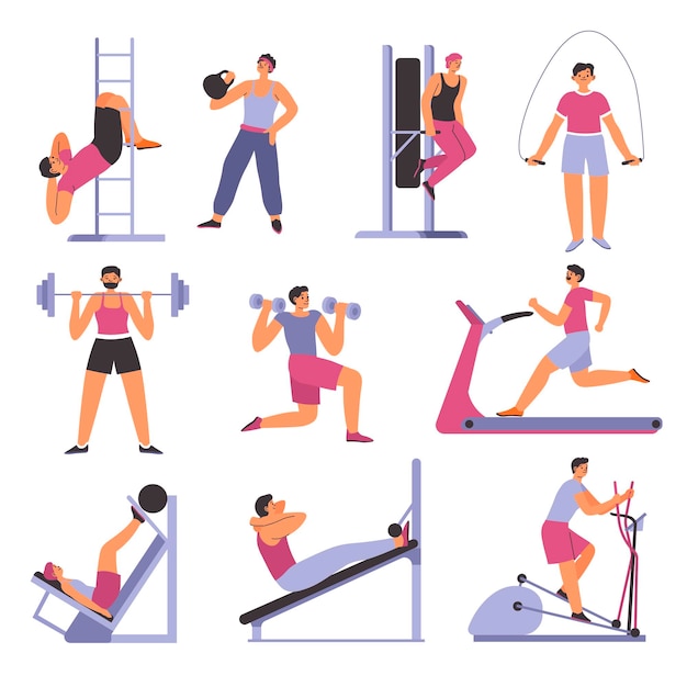 Gym working out and training fitness exercises