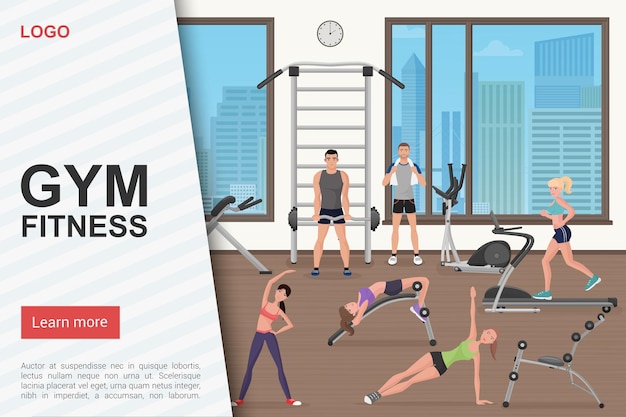 Gym workout, fitness club, sport center website landing page template