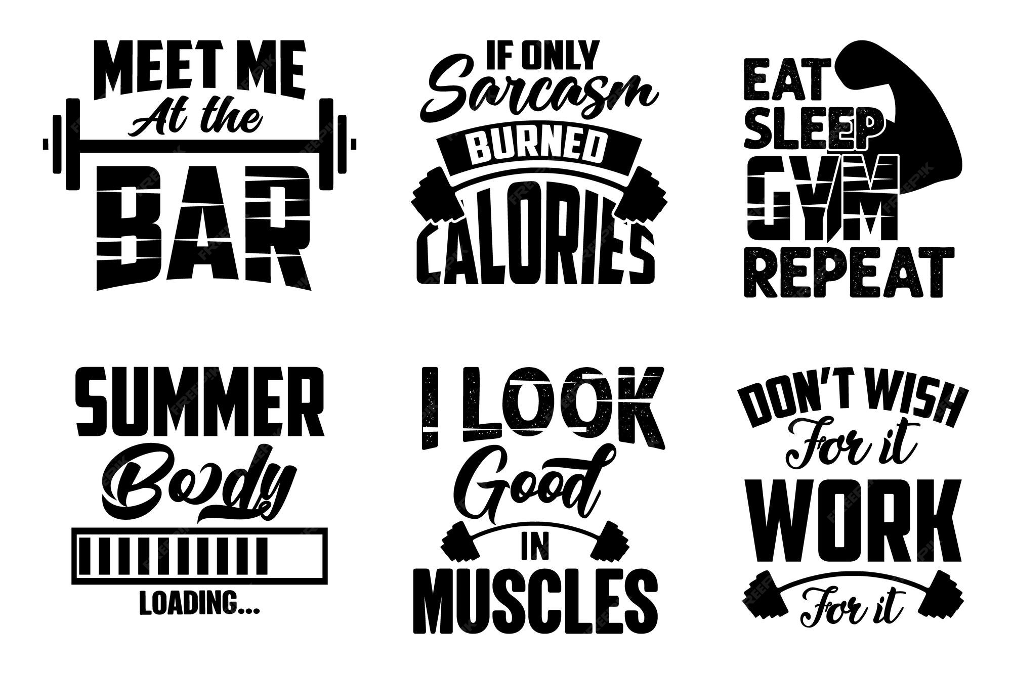 Vector | Gym workout fitness muscles motivational inspirational typography lettering t shirt quotes