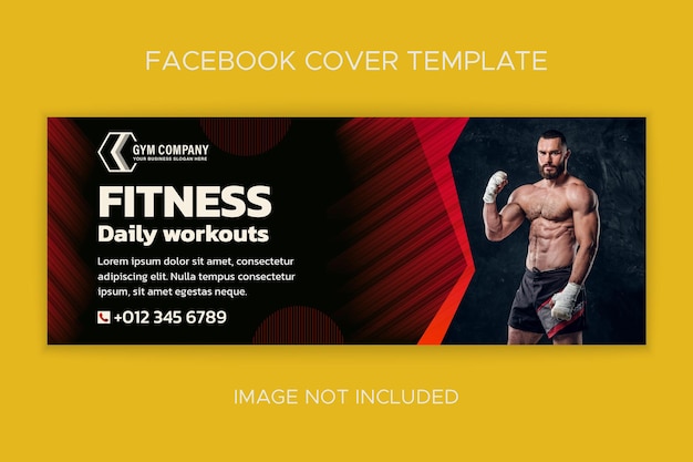 Gym workout and fitness training social media Facebook Cover template