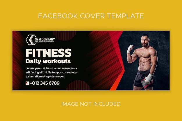 Gym workout and fitness training social media facebook cover template