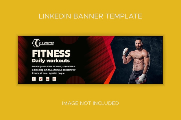 Gym workout and fitness training social media LinkedIn cover template