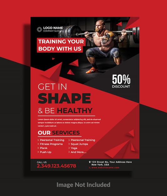 Vector gym or workout flyer template