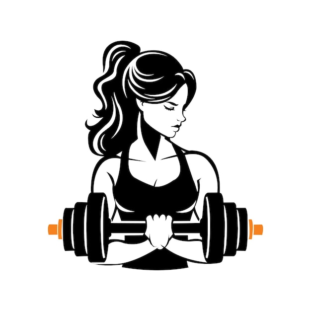 Vector gym workout girl vector logo design template