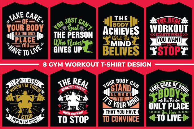 Gym Workout TShirt Design Premium Vector