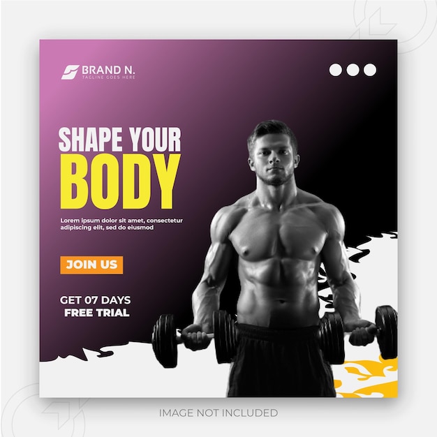 Vector gym zone fitness social media post and shape your body design template