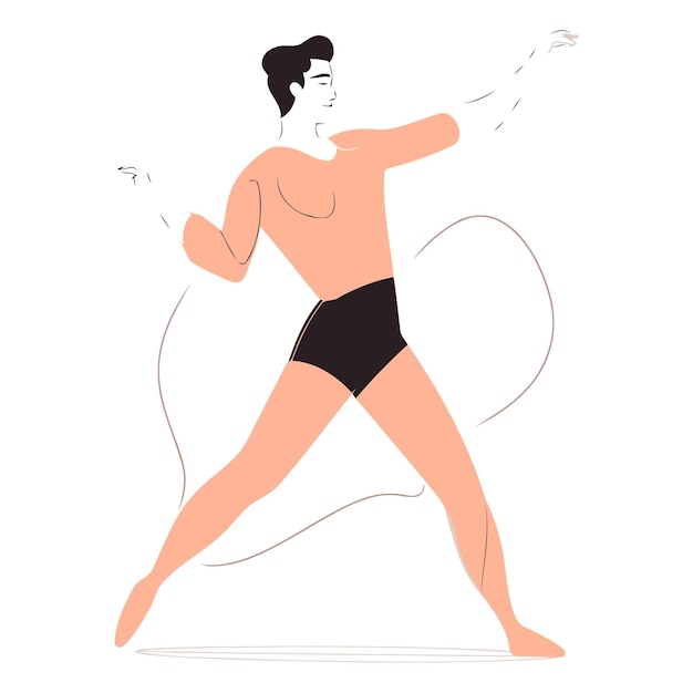 Vector gymnast met springen touw platte stijl vector illustratie
