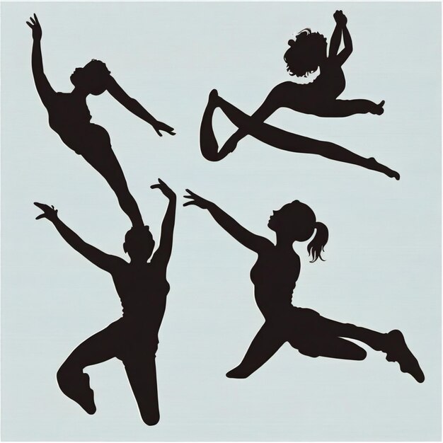 Vector gymnast silhouettes cartoon vector background