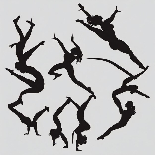 Vector gymnast silhouettes cartoon vector background