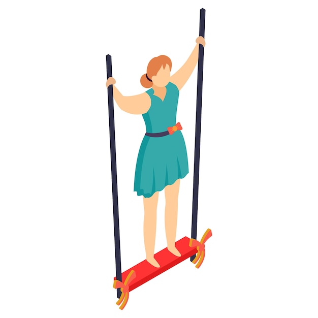 Gymnastic or acrobatic apparatus isometric Concept Static trapeze Vector circus artist Street Mime