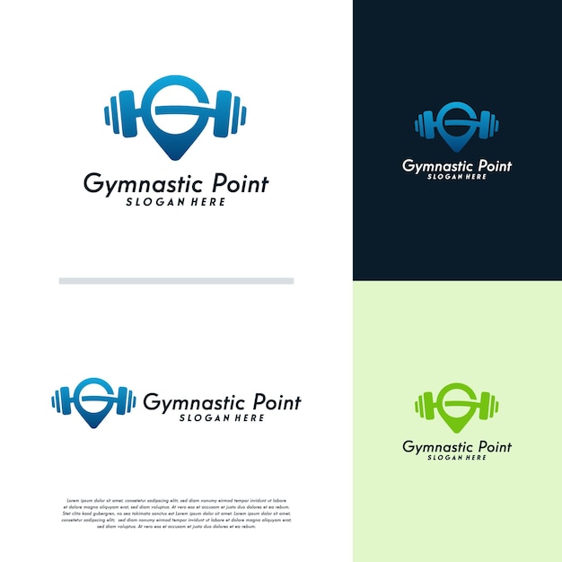 体操のロゴデザインコンセプトベクトル、フィットネスセンターのロゴテンプレート
