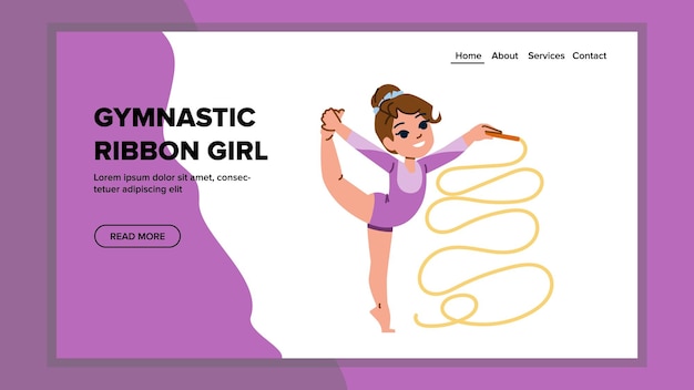 Vector gymnastic ribbon girl vector