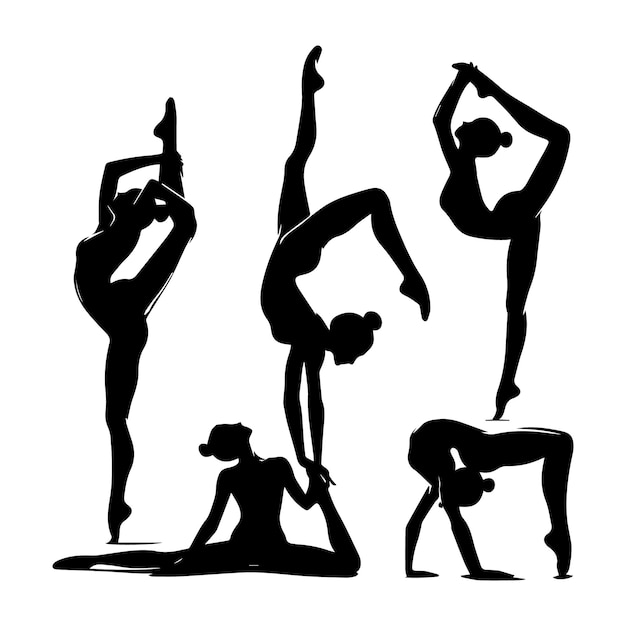 gymnastics woman workout pilates sport woman silhouette vector eps in white background