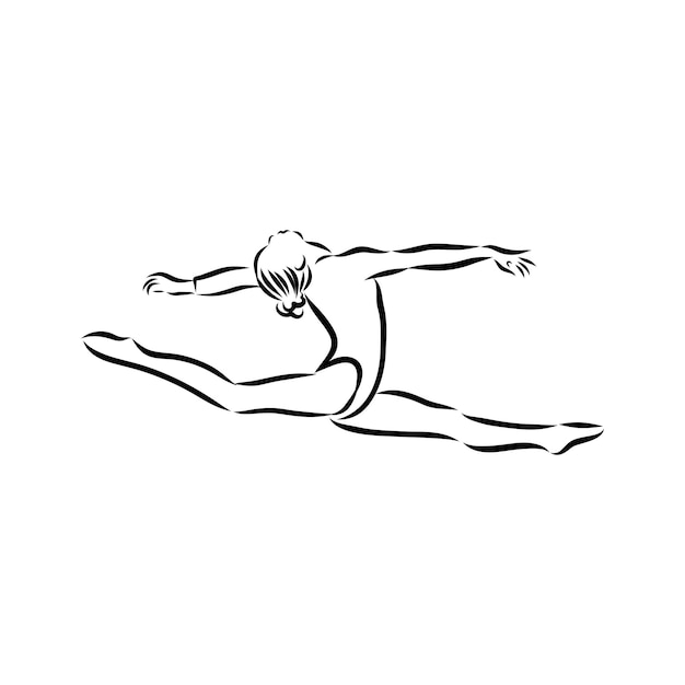 Gymnastics women vector. Hand sketch sport vector