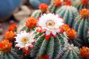 Vector gymnocalycium baldianum cactus met bloeiende bloemen op een geïsoleerde achtergrond